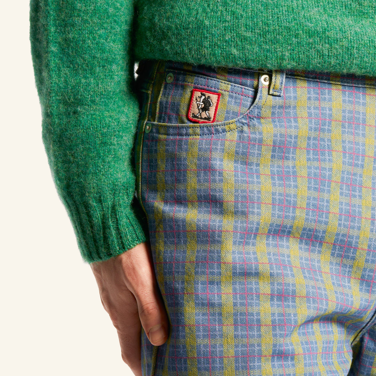 Au Vieux Campeur - Congés Payés - Pantalon À Carreaux Edgar - Vert Rouge & Bleu