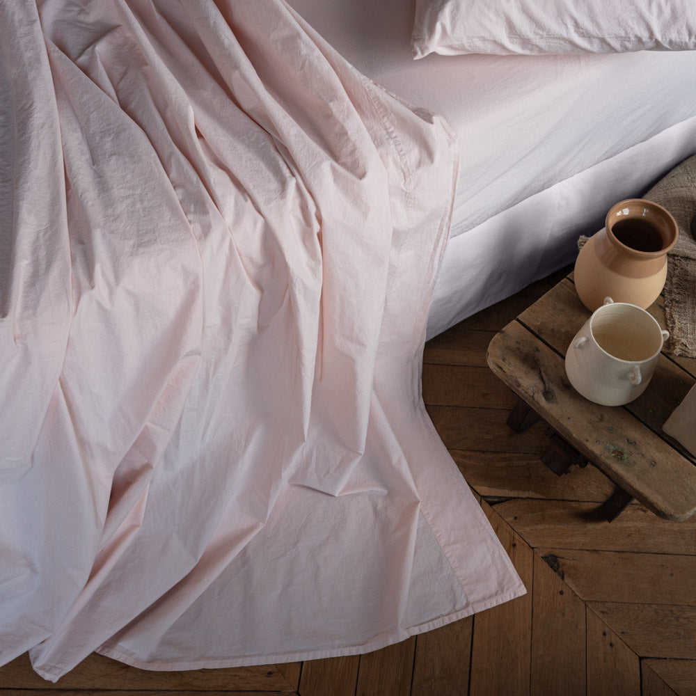 Cotton percale flat sheet - Powdered Pink