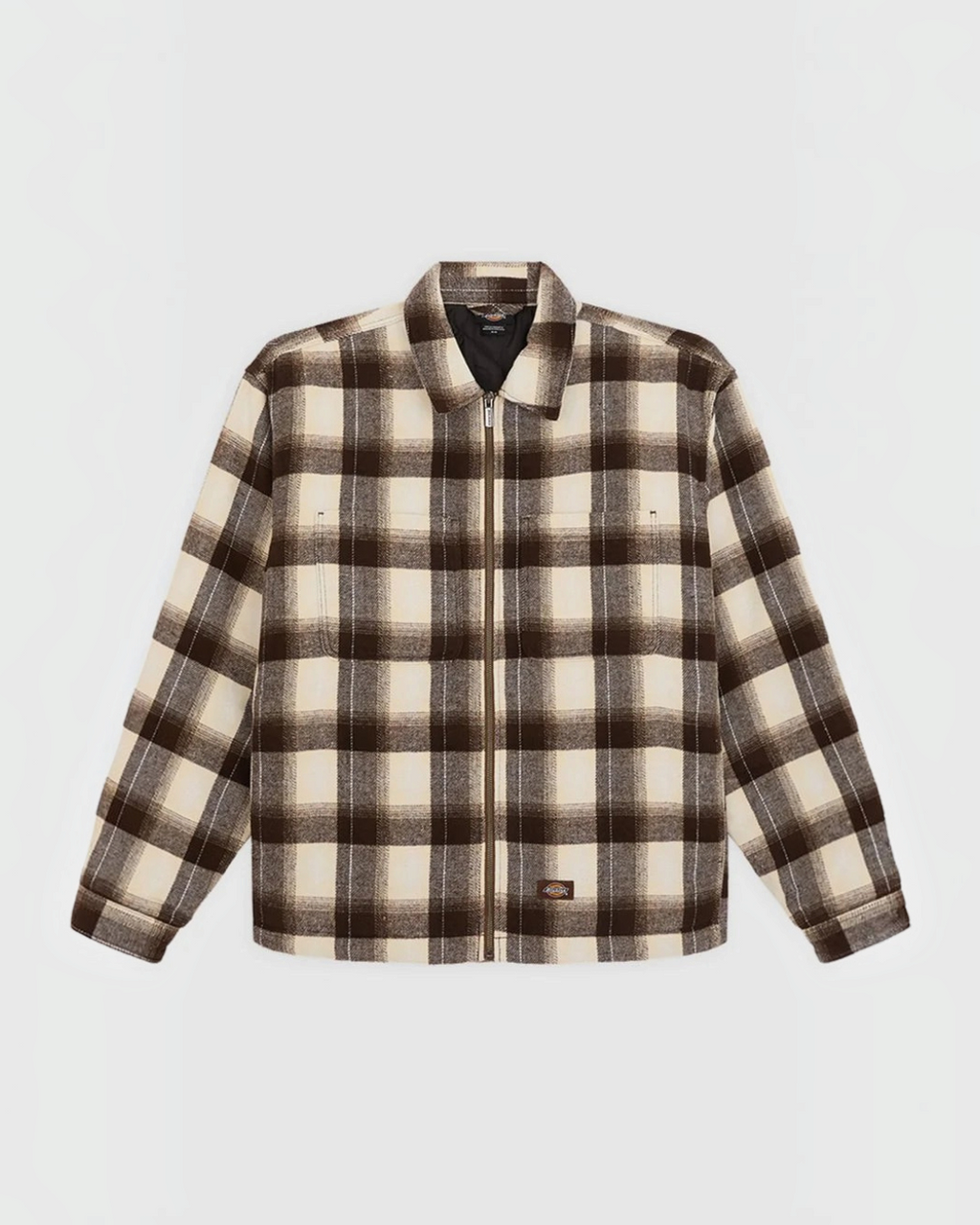 Veste-chemise Dickies Merci Paris en flanelle de coton marron à carreaux avec fermeture zippée et coupe oversize