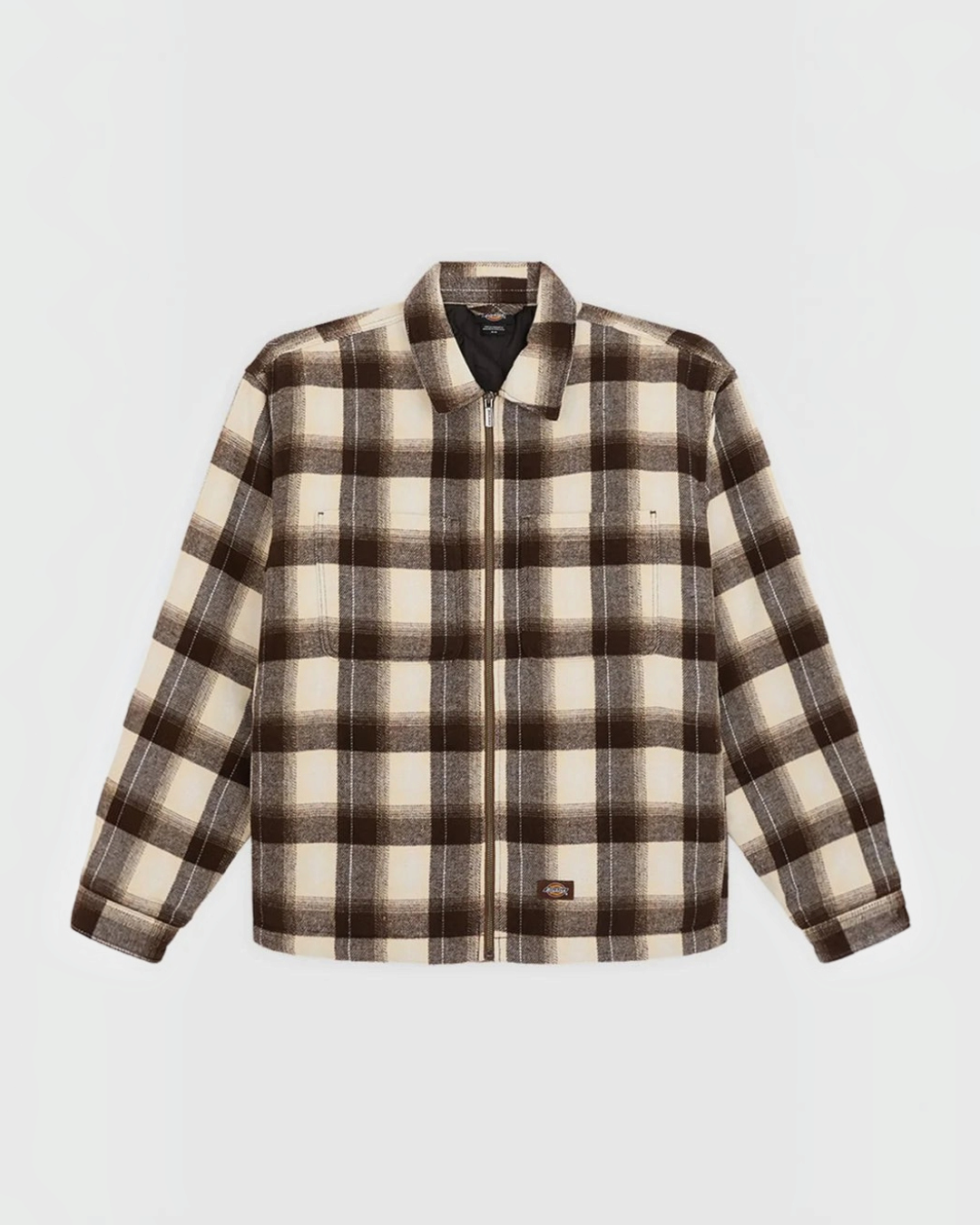 Veste-chemise Dickies Merci Paris en flanelle de coton marron à carreaux avec fermeture zippée et coupe oversize