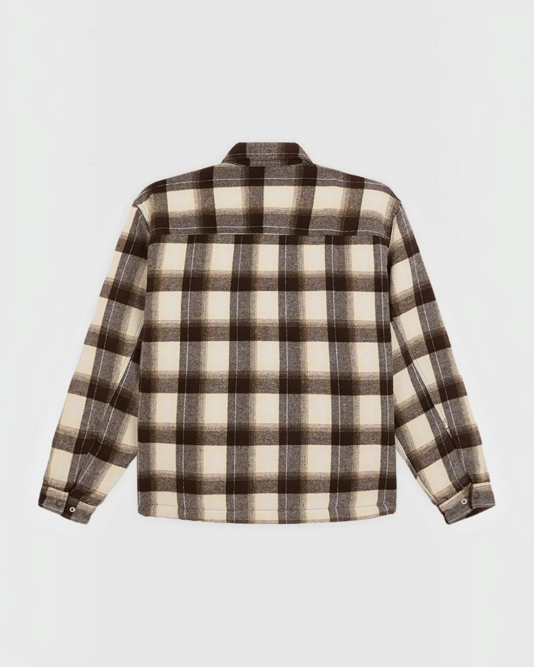 Vue arrière de la veste-chemise Merci Paris Dickies en flanelle de coton marron et beige à carreaux oversize