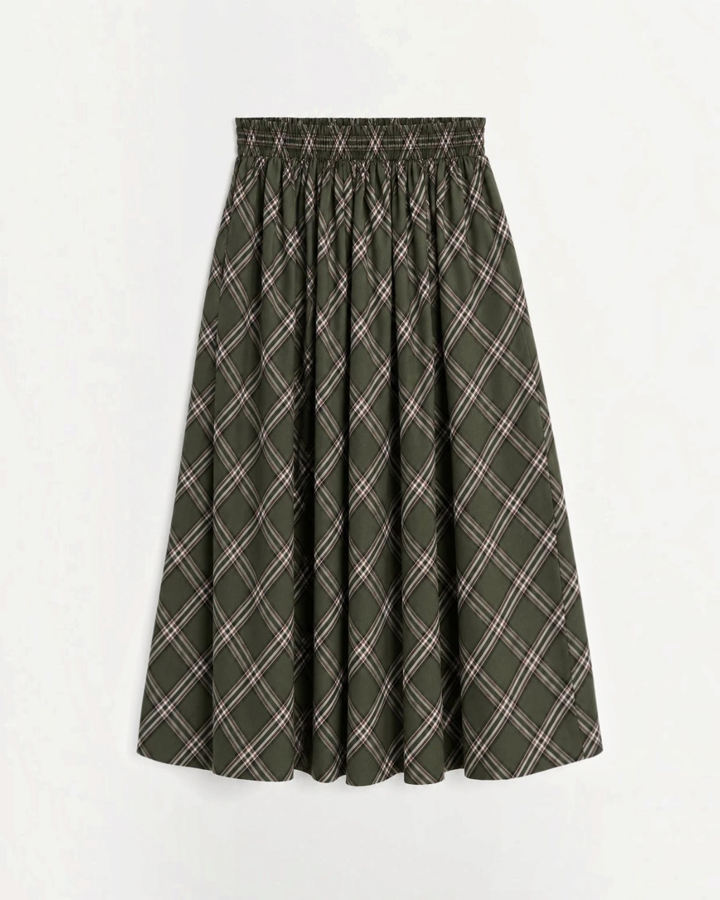 Jupe Dagny Merci Paris en coton biologique vert et blanc à carreaux avec taille élastiquée et coupe ample