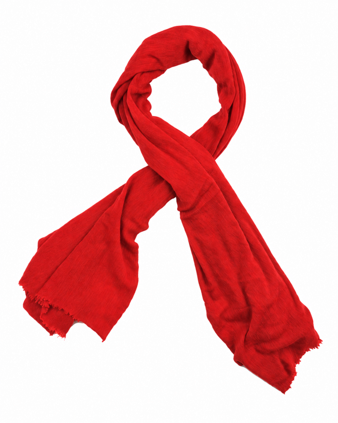Écharpe Merci Paris Botto Giuseppe en maille jersey de cachemire rouge avec bords effilochés, fabriquée en Italie