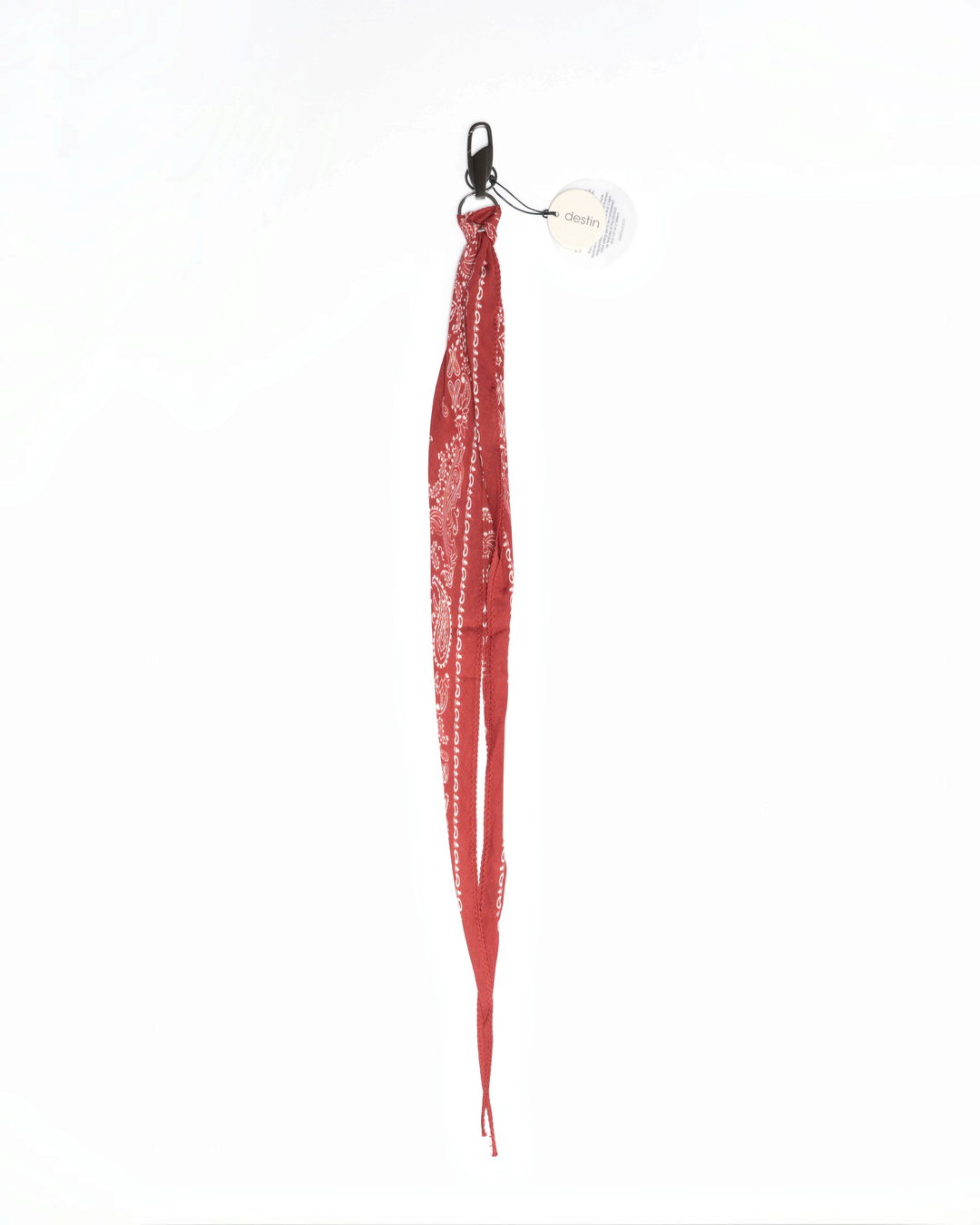 Foulard Keyclip Merci Paris de la marque Destin en mélange modal et cachemire rouge vif avec motif cachemire