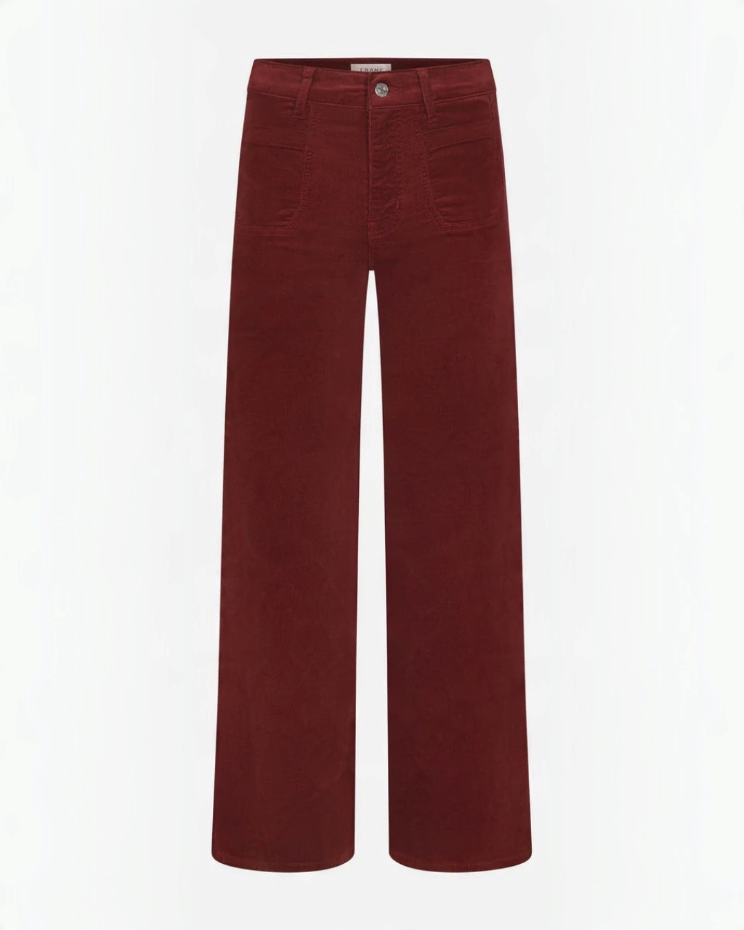 Pantalon slim palazzo Merci Paris Frame en velours côtelé bordeaux à taille haute et poches plaquées
