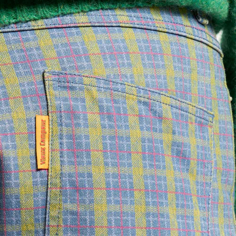 Au Vieux Campeur - Congés Payés - Pantalon À Carreaux Edgar - Vert Rouge & Bleu