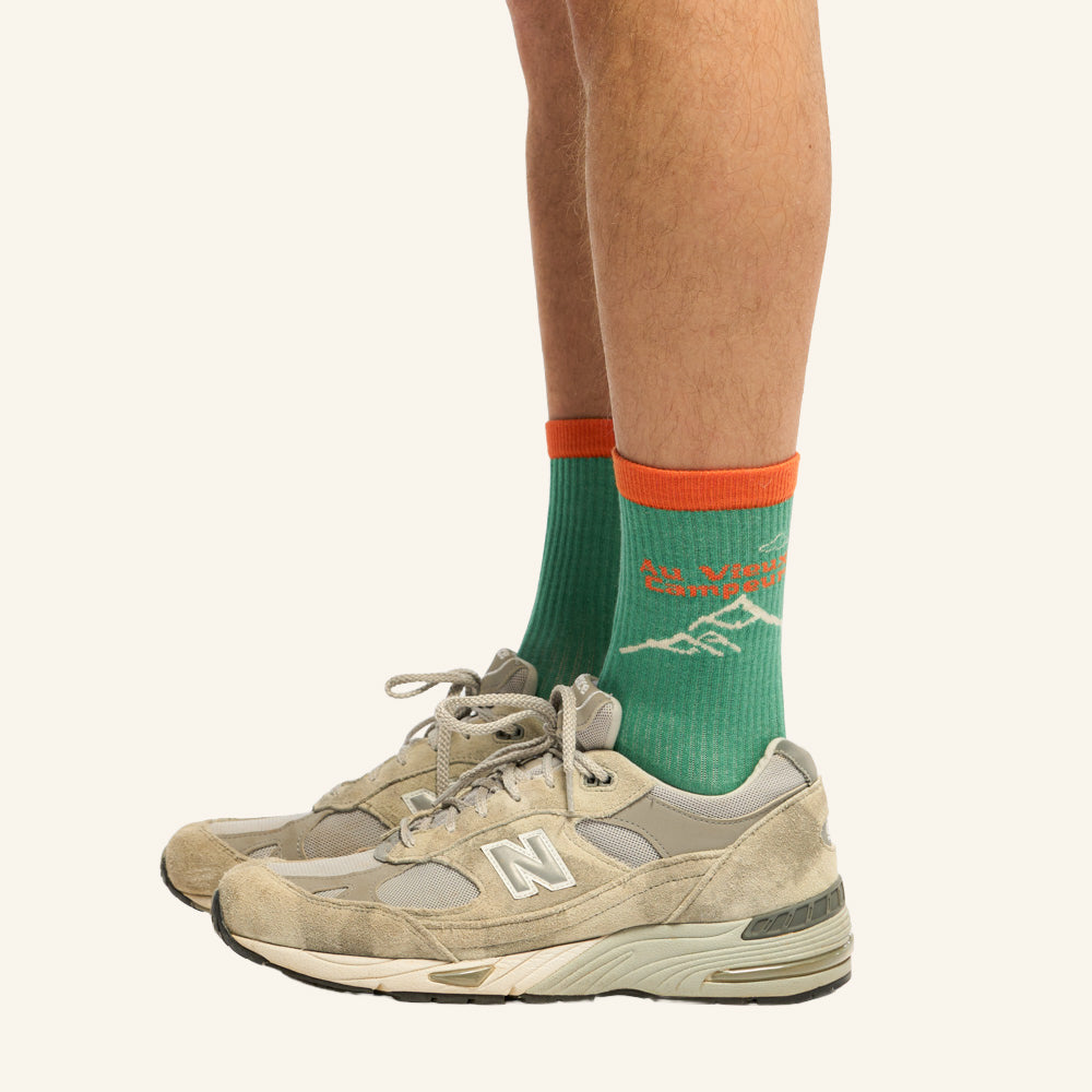 Au Vieux Campeur - Congés Payés - Chaussettes Chaines Montagnes - Vert