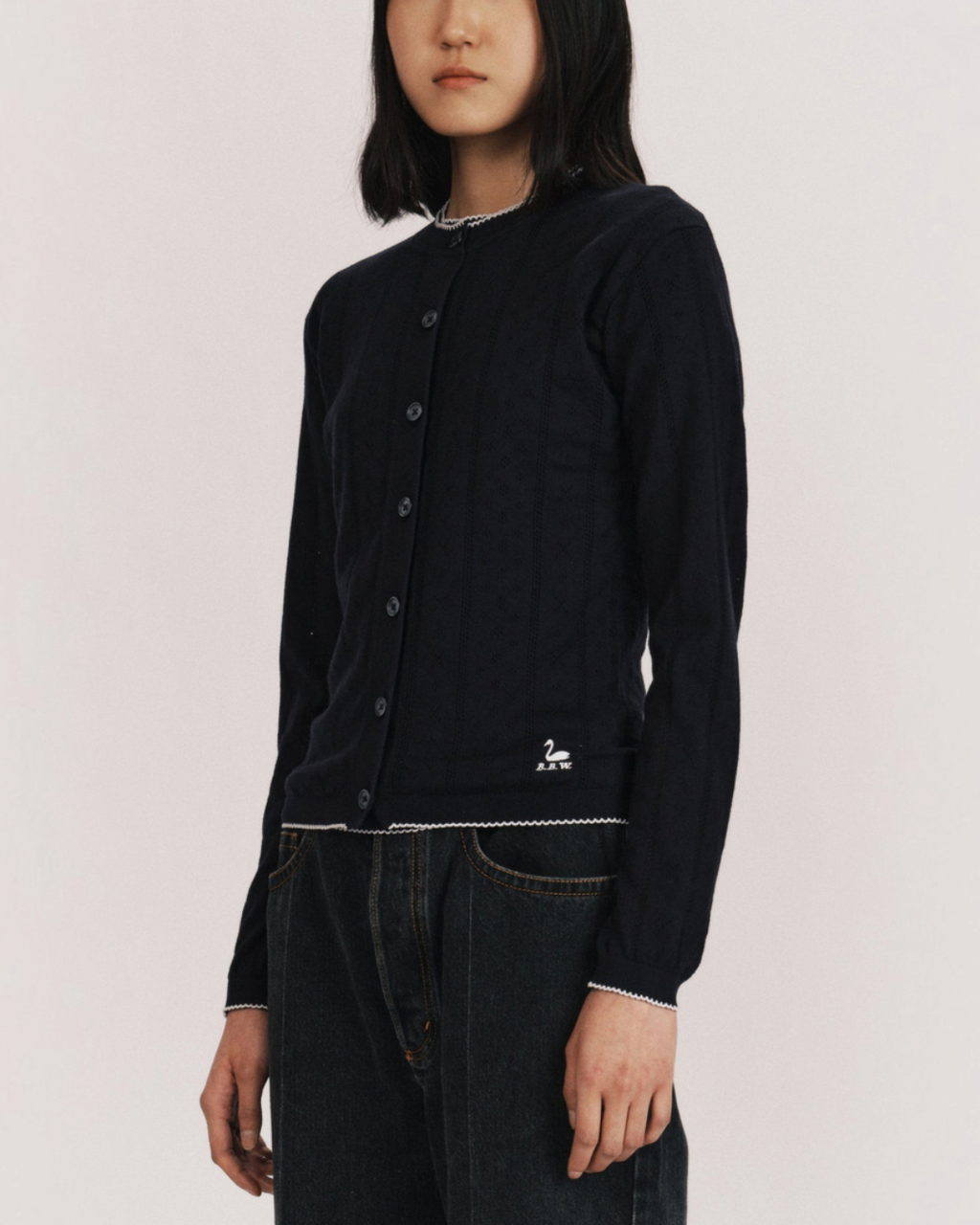 BB Wallace - Cardigan Prince - Marine et blanc