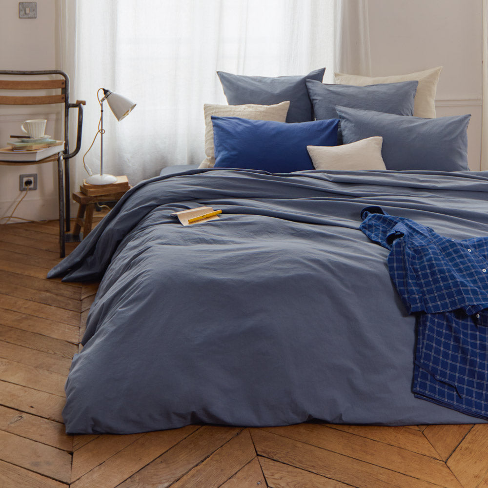 Cotton percale duvet cover - Mist Grey