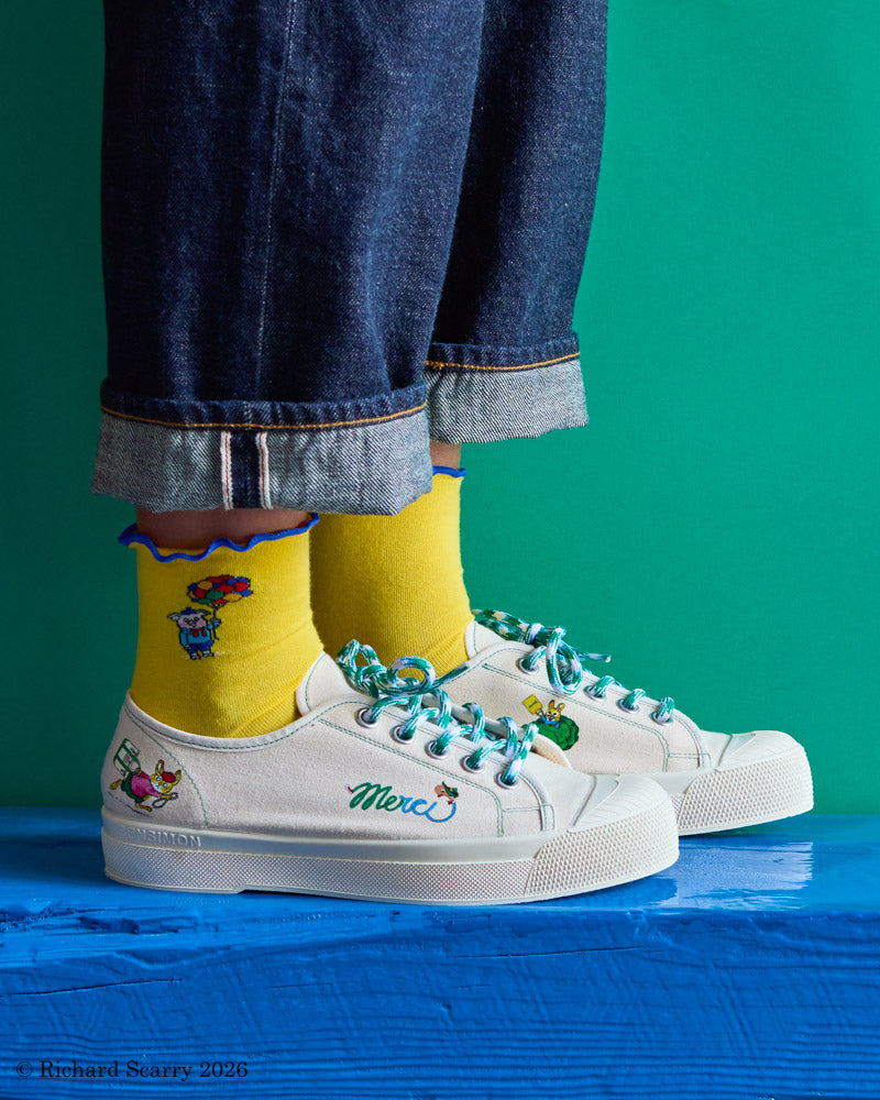 Merci x Richard Scarry - Chaussettes Cochon - Jaune