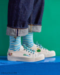Merci x Richard Scarry - Chaussettes Lowly Worm - Rayures Bleues
