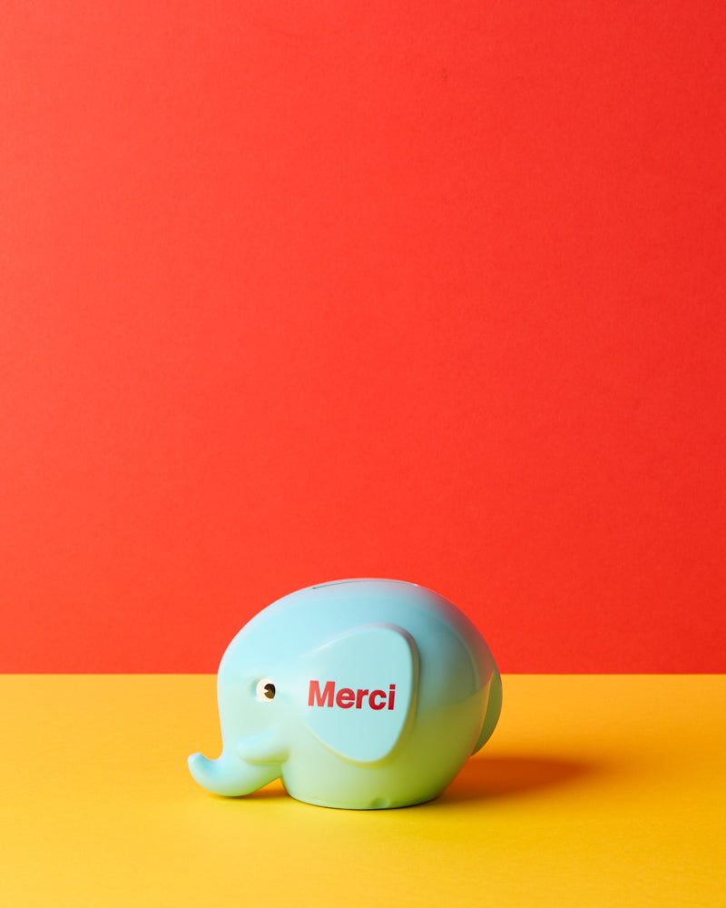 Merci - Elephant Piggy Bank - Light Blue