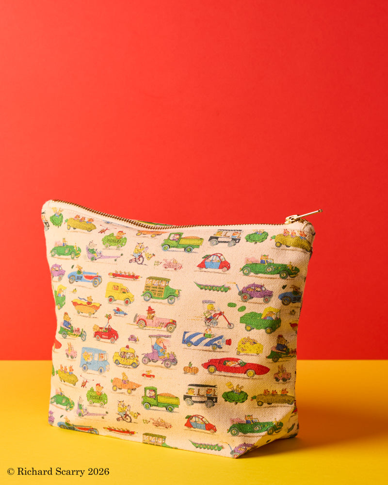Merci x Richard Scarry - Cars Cotton Pouch - Ecru
