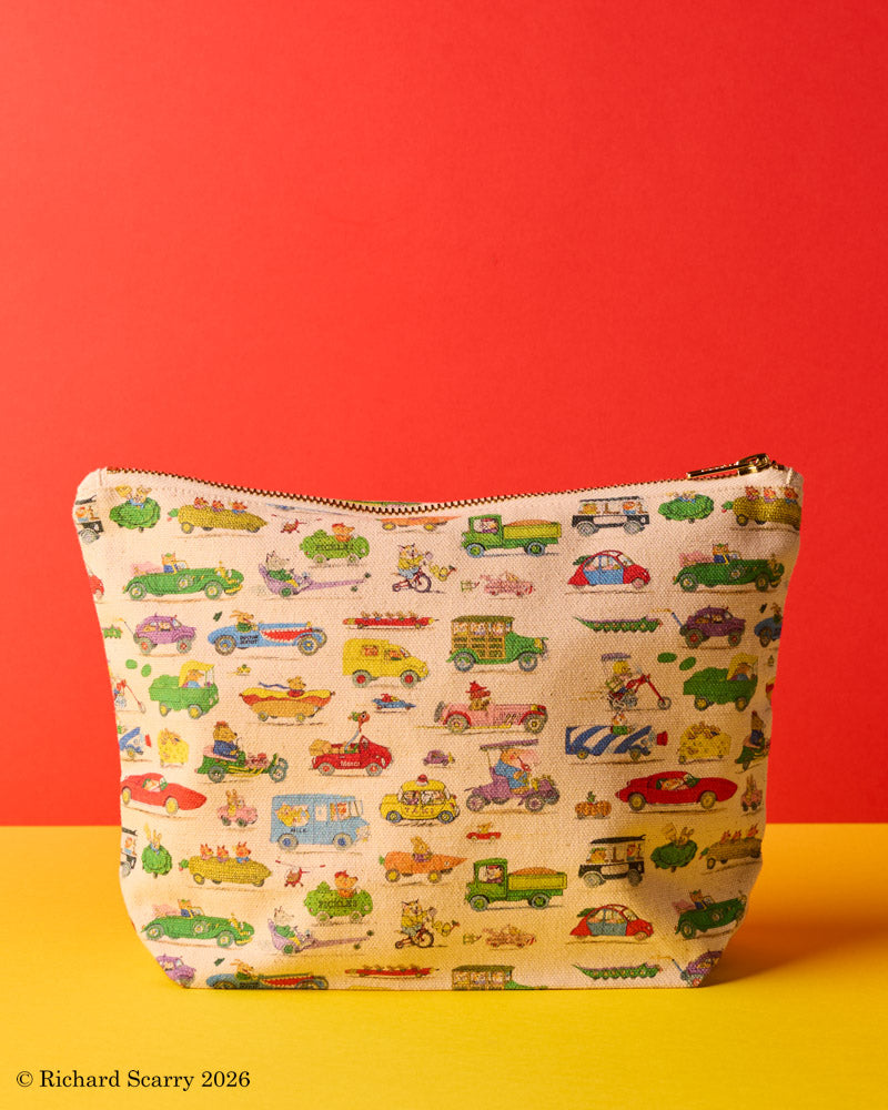 Merci x Richard Scarry - Cars Cotton Pouch - Ecru