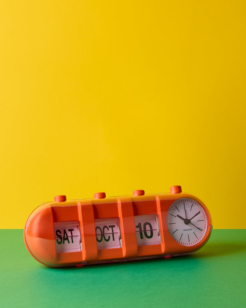 Karlsson - Calendar Flip Retro Tube Alarm Clock - Orange