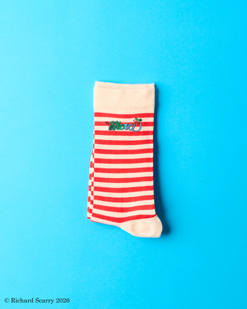 Merci x Richard Scarry - Chaussettes Merci - Rayures Rouges
