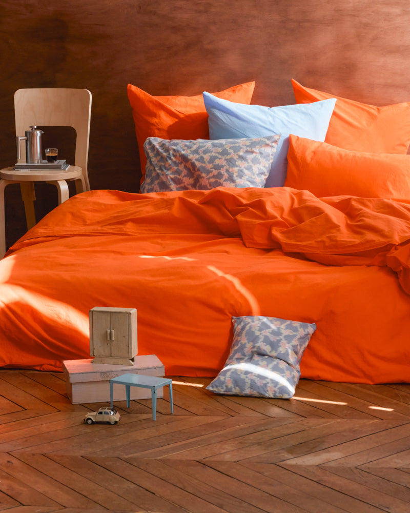 Merci - Cotton percale duvet cover - Marigold Orange