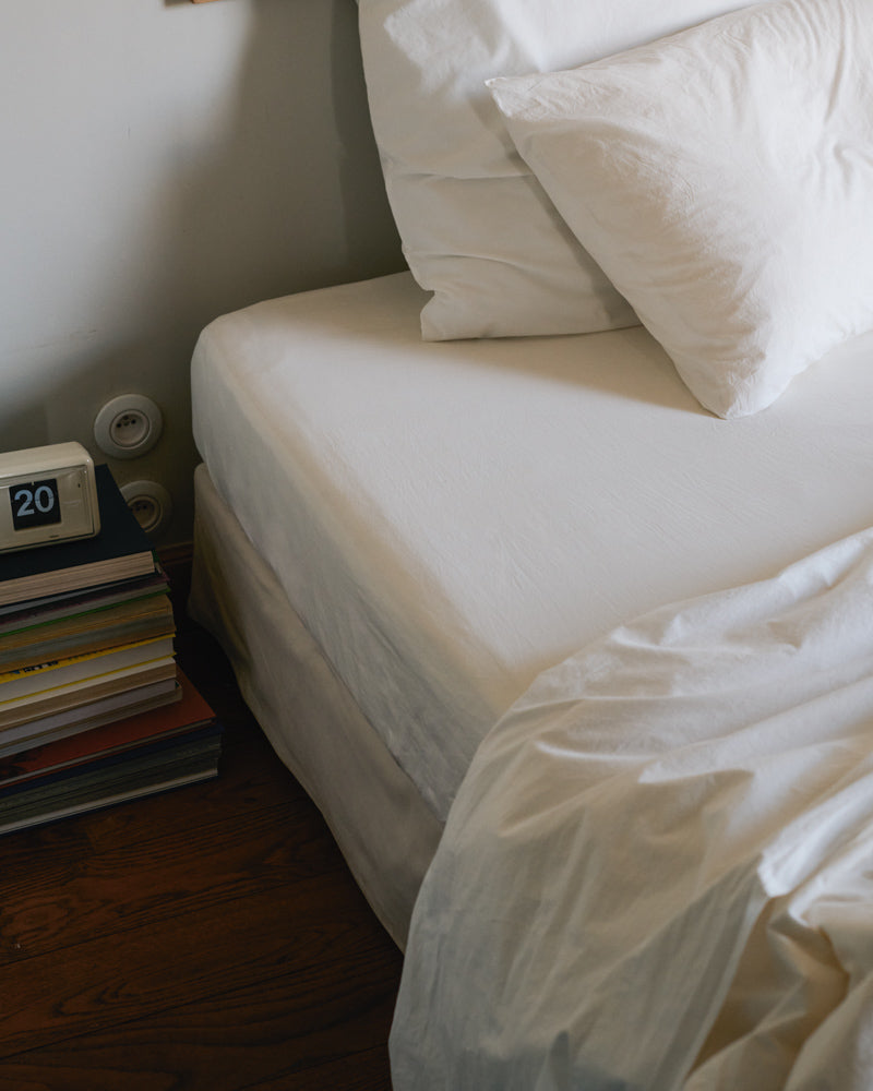 Merci - Drap-Housse En Percale De Coton - Blanc Craie
