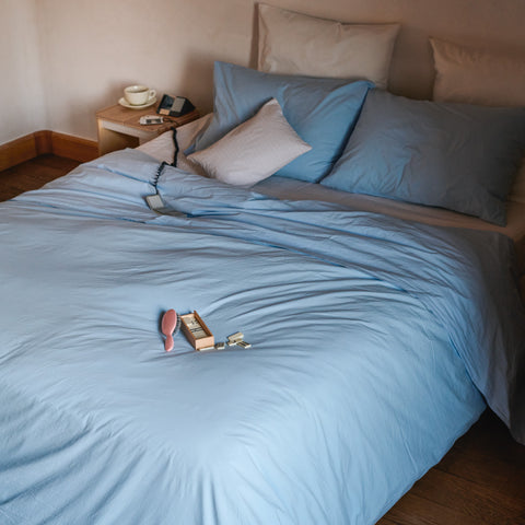 Housse de couette en percale de coton - Bleuet