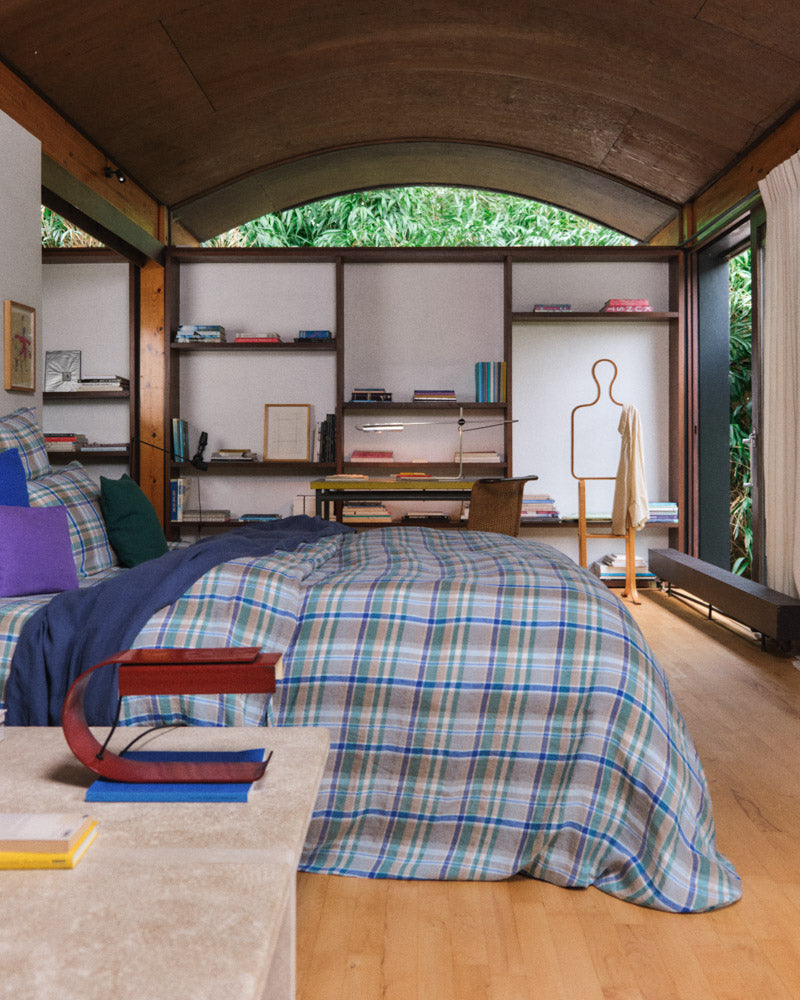 Merci - Housse De Couette En Lin Lavé - Carreaux Bibliothèque