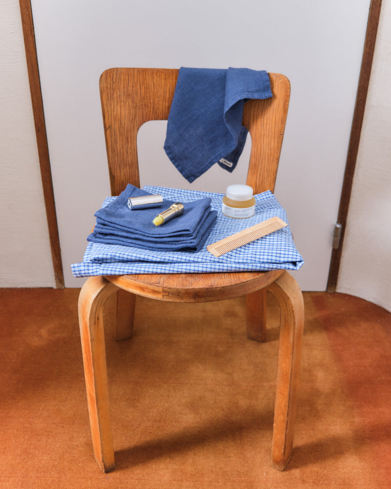 Merci - Serviette De Bain Invité En Lin - Bleu Pacifique