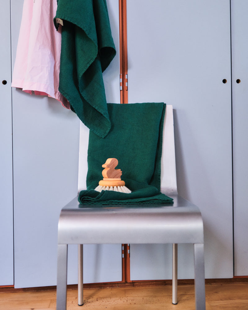 Merci - Serviette De Bain En Lin Nid D'Abeille - Vert Séquoia