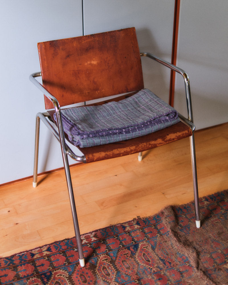 Merci - Reversible washed linen blanket - Purple & Green Checks