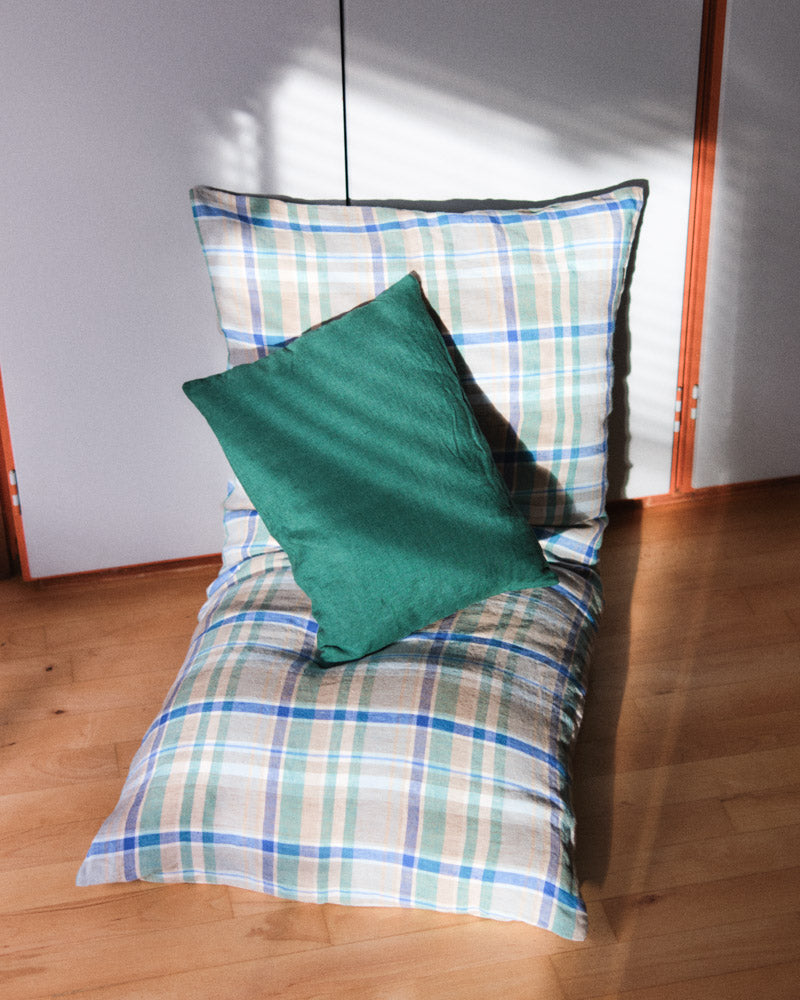 Merci - Rectangular cushion in washed linen - Library Checks
