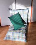 Merci - Rectangular cushion in washed linen - Library Checks