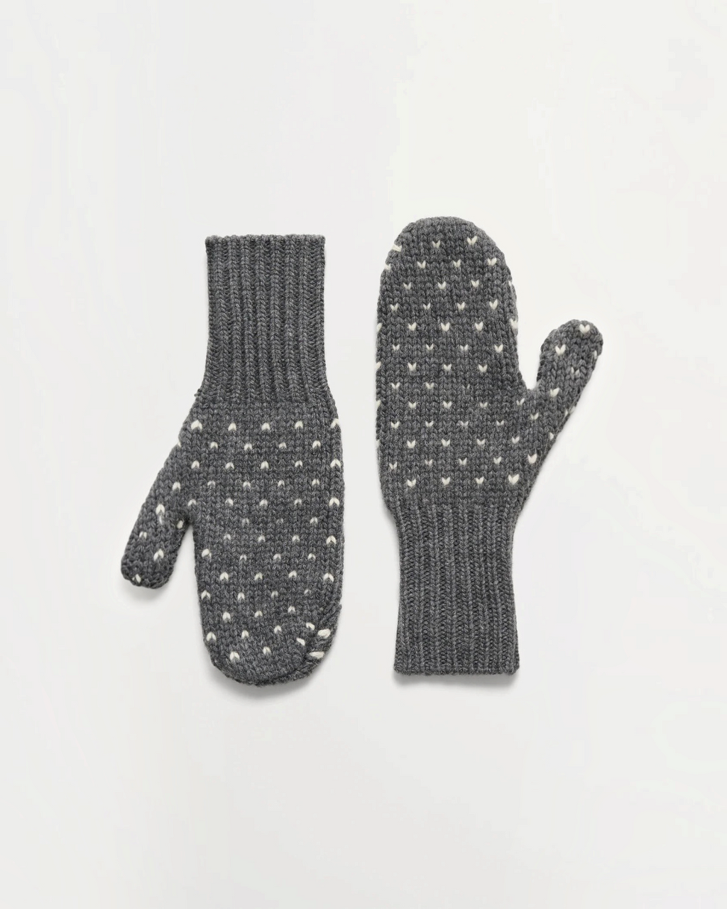 Mittens Merci Paris Skall Studio Misty mittens in gray recycled wool with jacquard pattern with small white dots