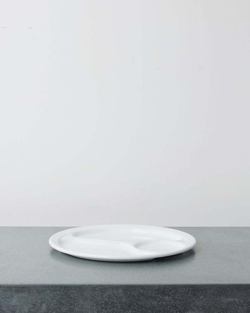 Noda Horo - Enameled Divided Plate - White