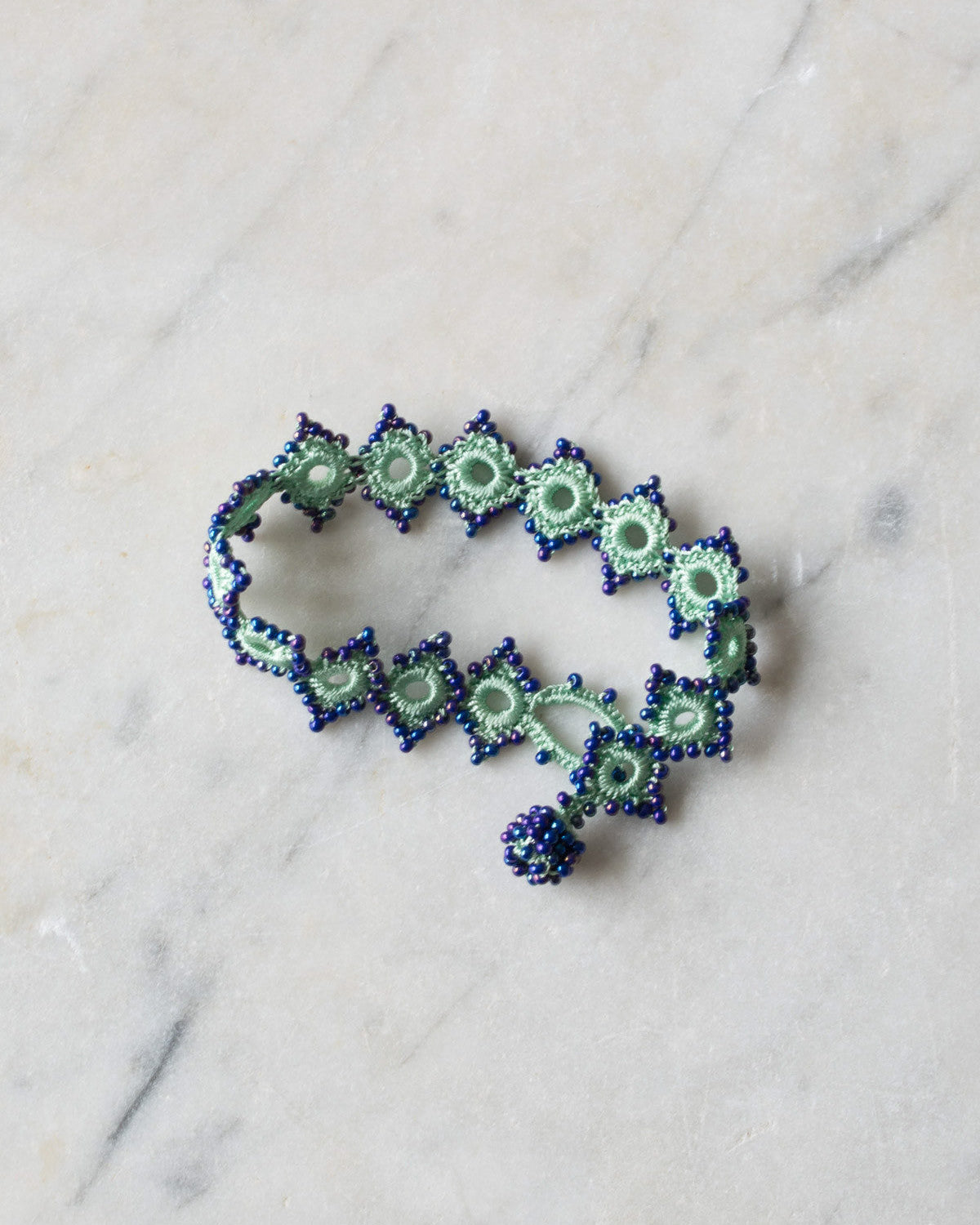 Ottomania - Bracelet Crochet Daisy - Vert & Bleu