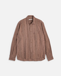 Chemise Curtis marron à carreaux Shadowfill en coton et laine de la marque Merci Paris avec finitions effilochées