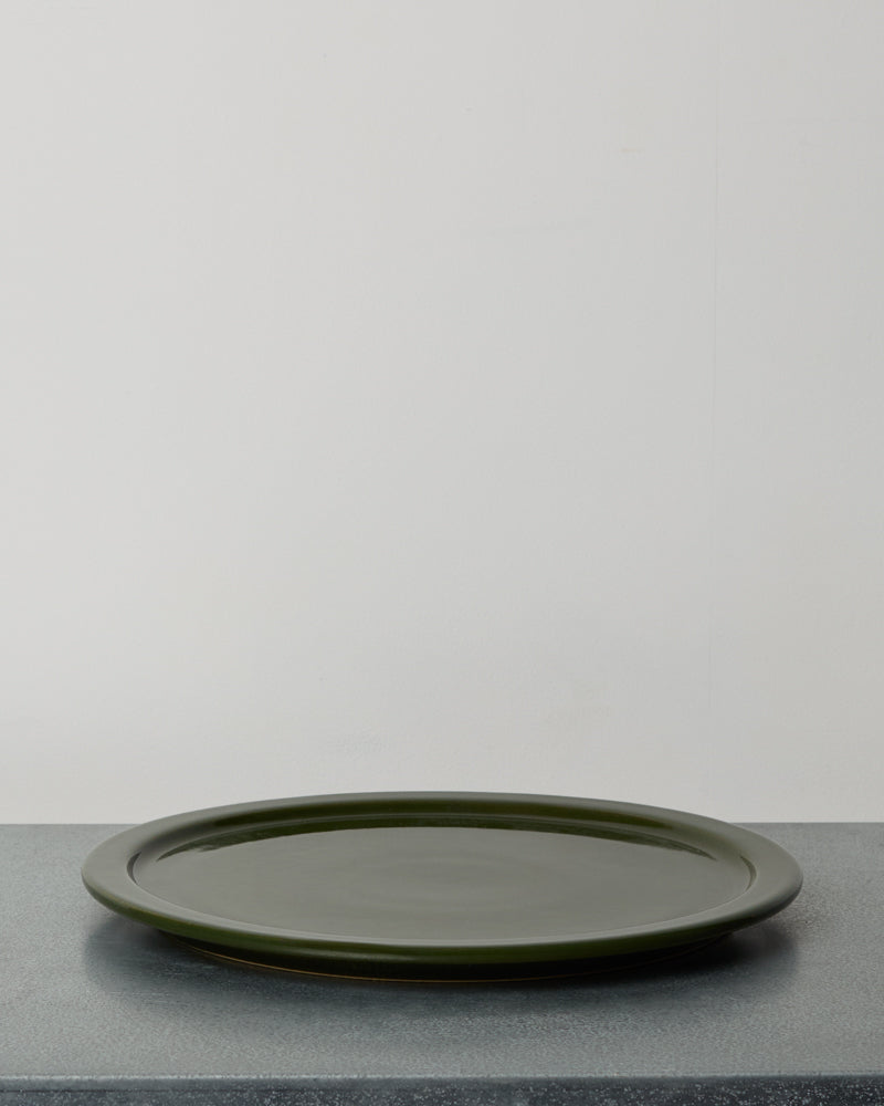Merci - Assiette Plate À Rebord En Grès - Vert Cardamome