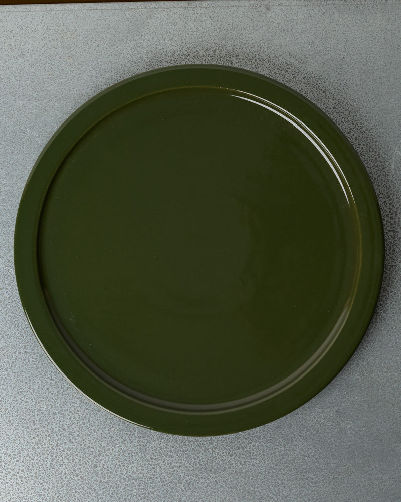 Merci - Assiette Plate À Rebord En Grès - Vert Cardamome