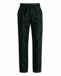 Pantalon Alain Merci Paris en velours côtelé vert foncé avec taille ajustable par cordon de serrage