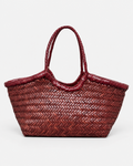 Sac Nantucket Small Merci Paris en cuir de veau tressé à la main de couleur bordeaux avec anses assorties