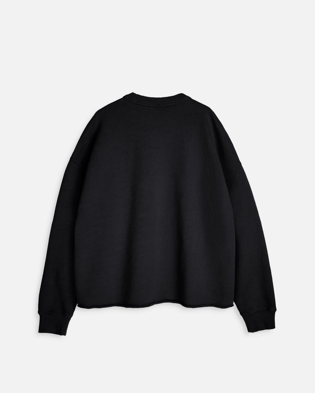 Sweat-shirt oversize noir Merci Paris YMC en coton bouclette avec col rond et ourlet à bord brut, vue arrière