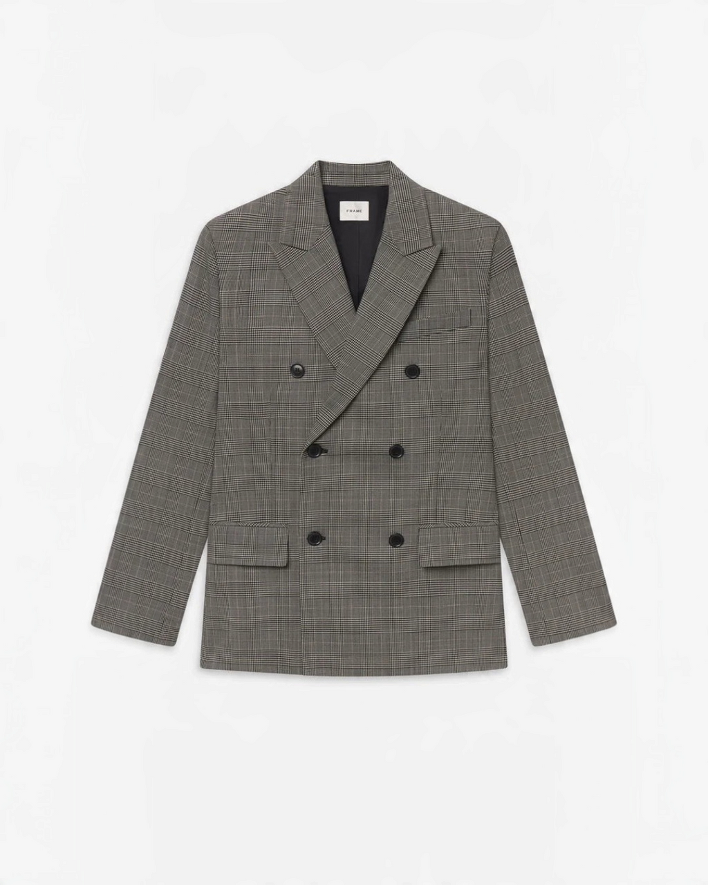 Veste blazer Merci Paris Frame à double boutonnage en laine mélangée à motif plaid noir et gris