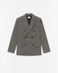 Veste blazer Merci Paris Frame à double boutonnage en laine mélangée à motif plaid noir et gris