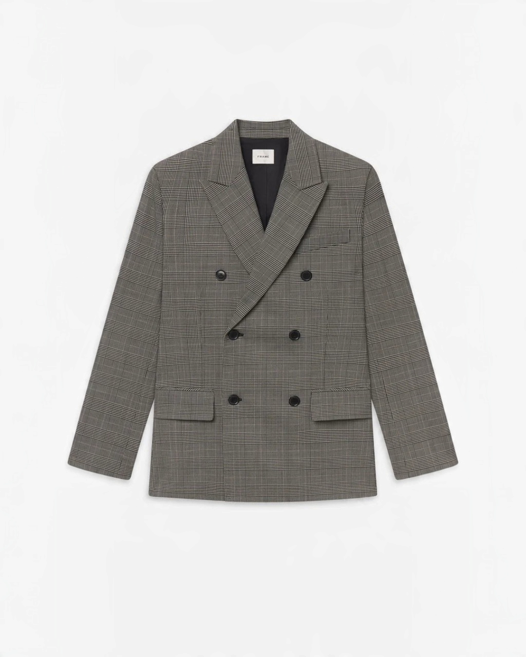 Veste blazer Merci Paris Frame à double boutonnage en laine mélangée à motif plaid noir et gris