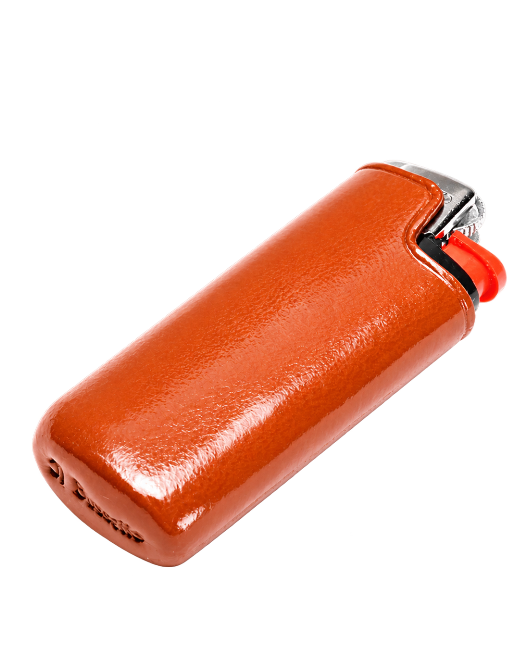 Étui à briquet Merci Paris Il Bussetto en cuir orange à tannage végétal pour briquet BIC Mini sans couture