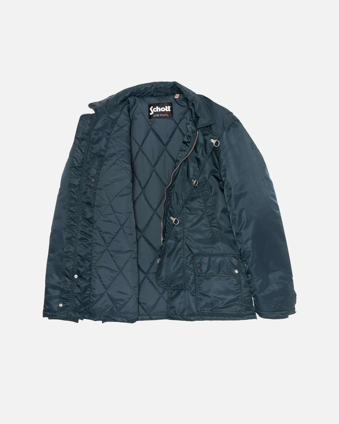 Veste Fireman Merci Paris Schott bleu marine en nylon recyclé avec doublure matelassée et fermeture à crochets