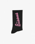 Chaussettes Merci Paris Bisous Skateboard noires en coton avec inscription rose contrastante sur le côté