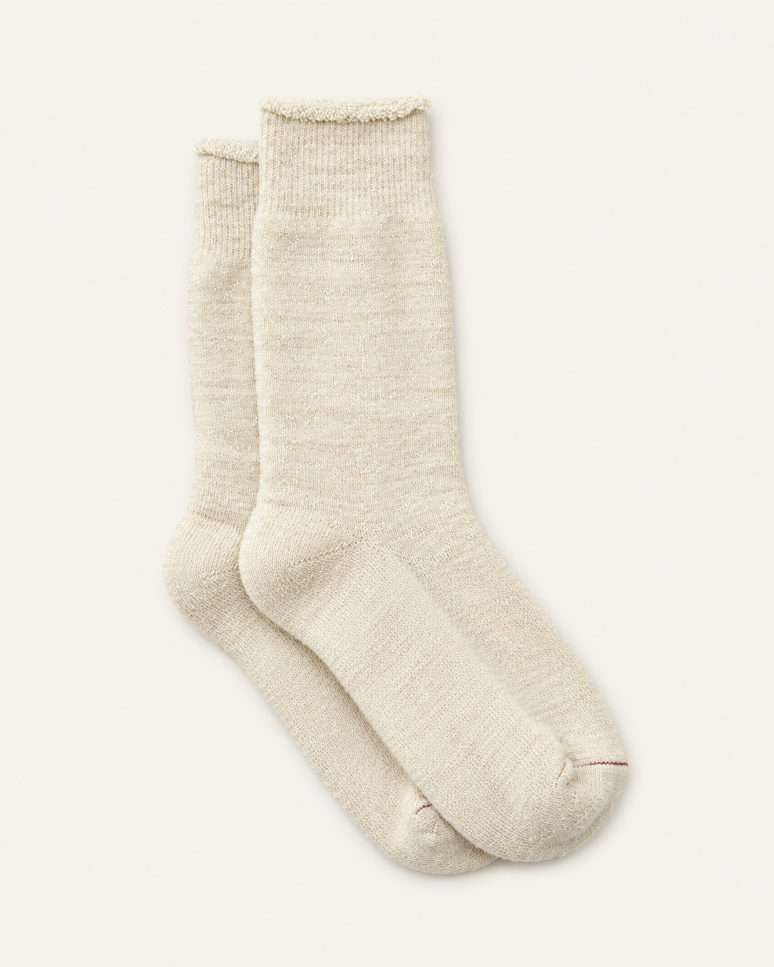 Rototo - Chaussettes Double Face - Ecru — paire en packshot sur fond écru