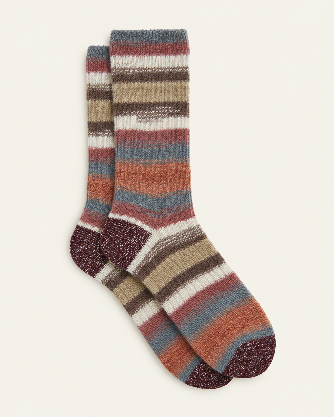 ANT45 - Chaussettes Ranua - Taupe — paire en packshot sur fond écru