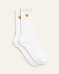 Carhartt Wip - Chaussettes Chase - Blanc & Doré — paire en packshot sur fond écru