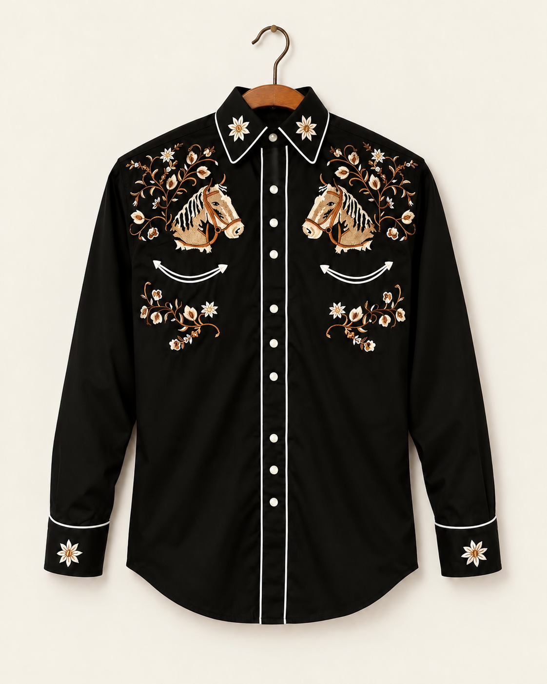 Rockmount - Chemise Horsehead Floral Western - Noir — sur cintre