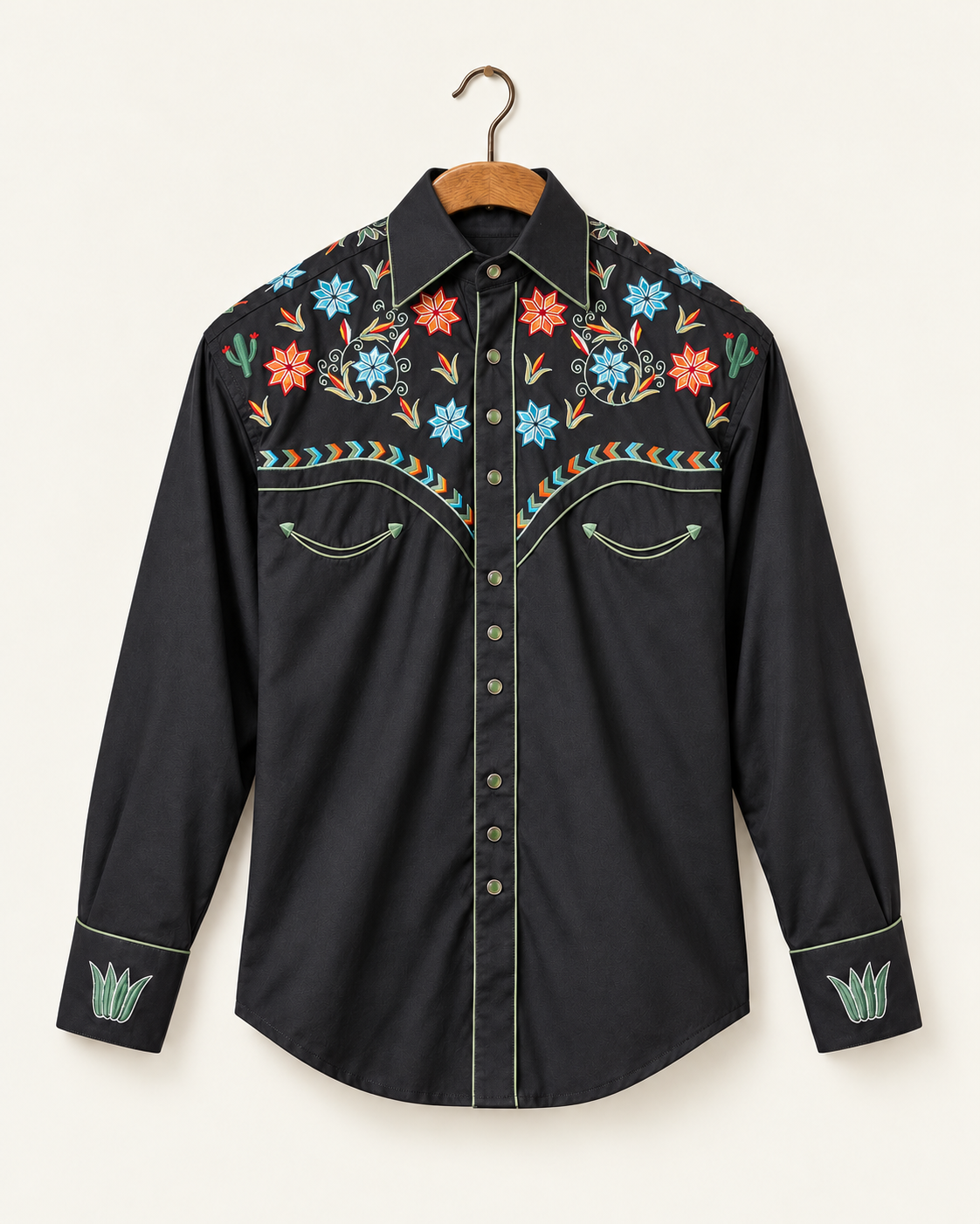 Rockmount - Chemise Agave Cactus Western - Noir — sur cintre