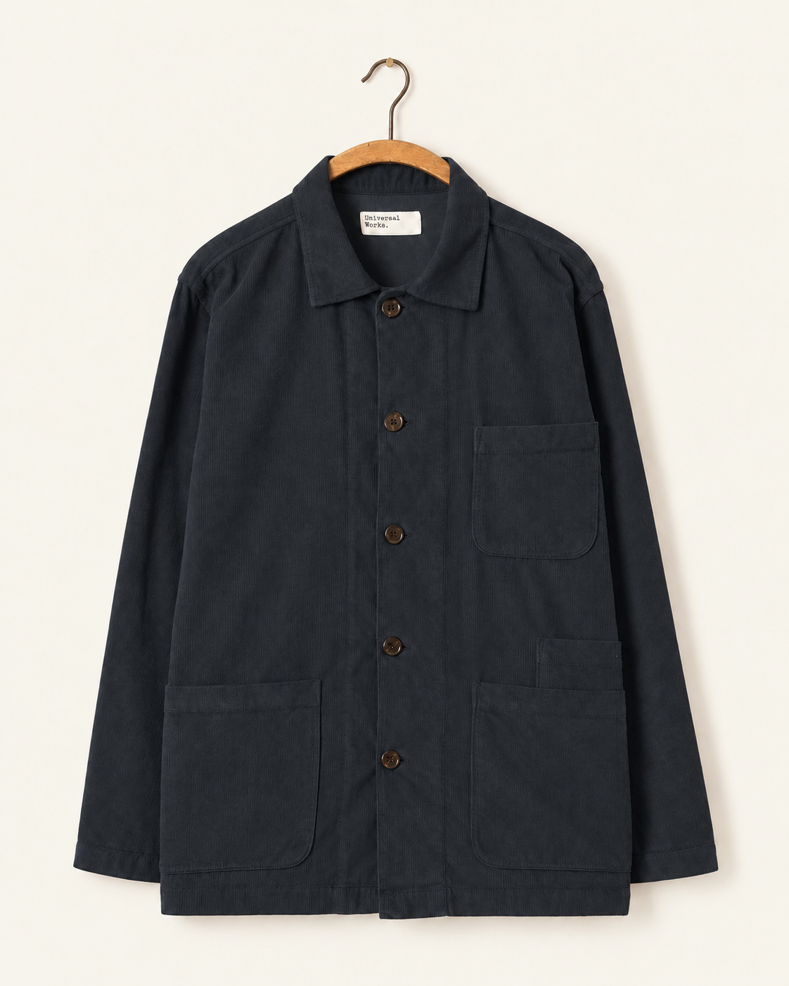 Universal Works - Surchemise Bakers - Noir — sur cintre
